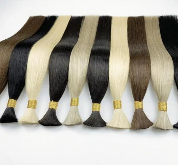Wholesale Hair Vendors Brazilian Virgin Bundles Cuticle Aligned Hair Extension No Weft Silk Straight  Bulk Human Hair for Braiding