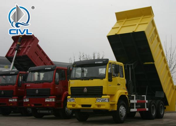 Heavy Duty Dump Truck / Diesel 6 x 4 Dump Truck Yellow 336 Horsepower Manual