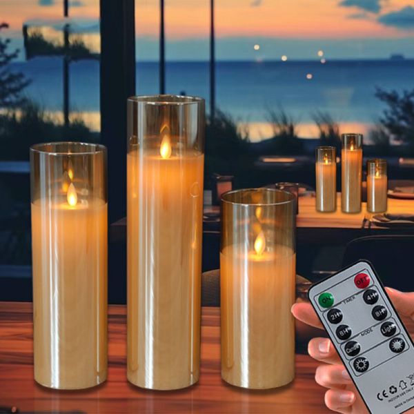 Flameless LED Pillar Candles Polished Flickering Battery Operated Candle For Home Decoration