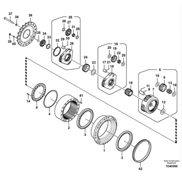 VOE14599941 VOE14505747 VOE14505755 VOE14599948 VOE14599935 Excavator Planetary Gear For EC250D EC250E EC300D EC300E