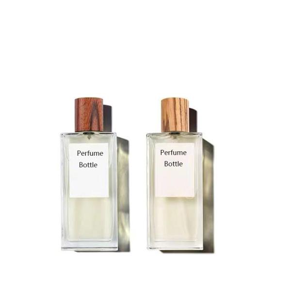 Empty 50ml Rectangle Perfume bottle Cosmetic glass Square Aroma bottle Wooden Cap
