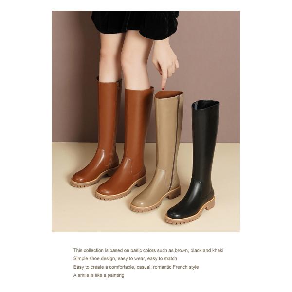 Deluxe High End Leather Knee High Length Fur Boots Customized Ladies Shoe Leather Boots