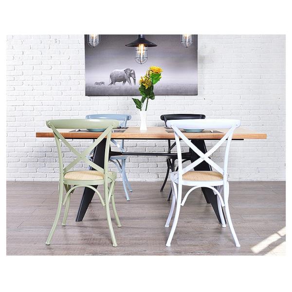 Cross Back Modern Metal Dining Chairs For Restaurant / Coffee Bar