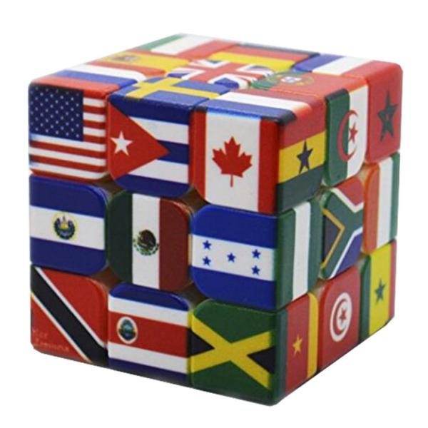 Custom UV Printing Flat Rubik's Magic Puzzle Cube 3x3x3 National Flag For