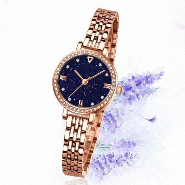 Blue Sandstone Women Quartz Wrist Watch 11mm Thickness 3ATM Antiwater