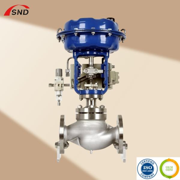 Válvula de control de globo de diafragma inteligente con conexión bridada neumática