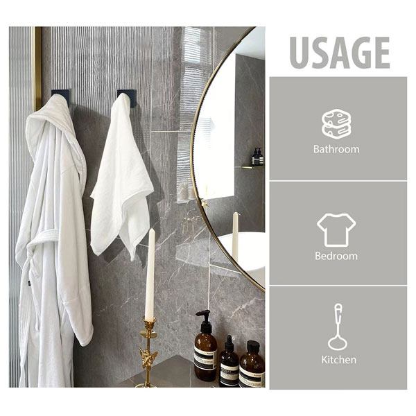 Adhesive Heavy Duty Waterproof Bathroom Shower Wall Towel Hooks Stainless Steel Kitchen Self Adhesive Sticky Hooks