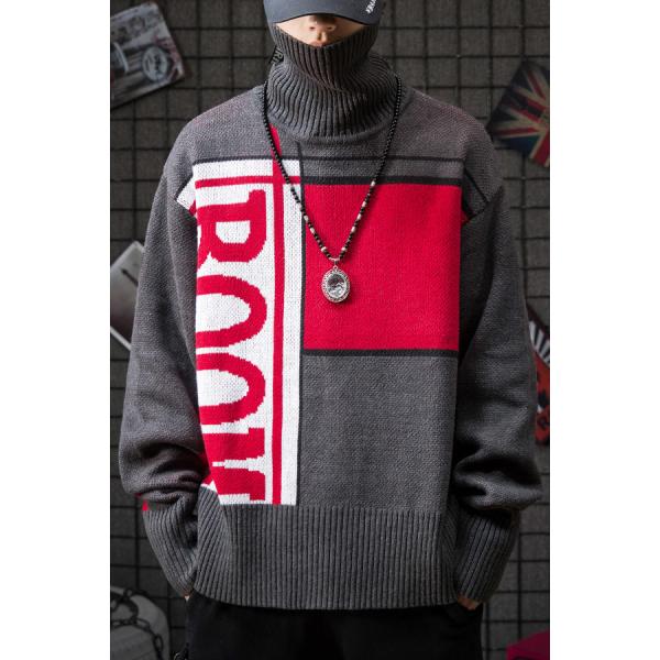 55% Silk 45% Cashmere Turtleneck Mens Warm Sweaters Long Sleeve Solid Color