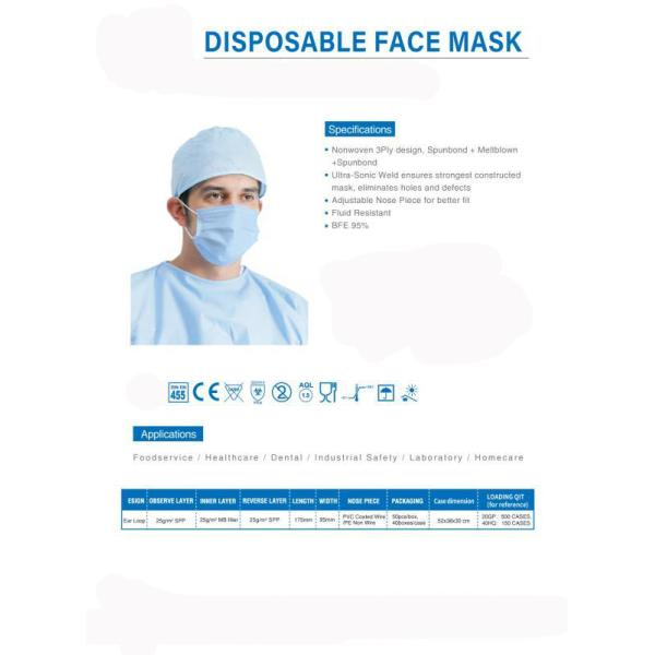 Non Woven Face Mask Surgical Disposable 3 Ply Protect Youself From Others