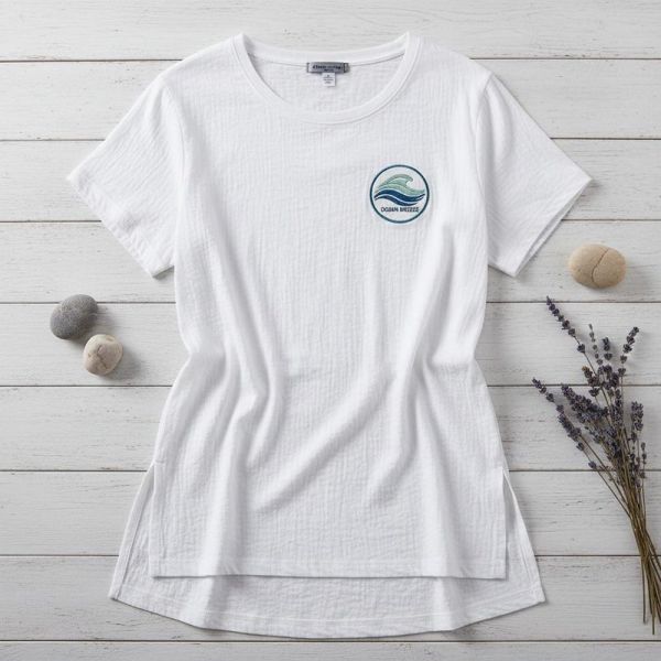 Hot Sales Women's Slit T-Shirt - Polyester/Cotton Blend, Customizable Logo, Army Green Color