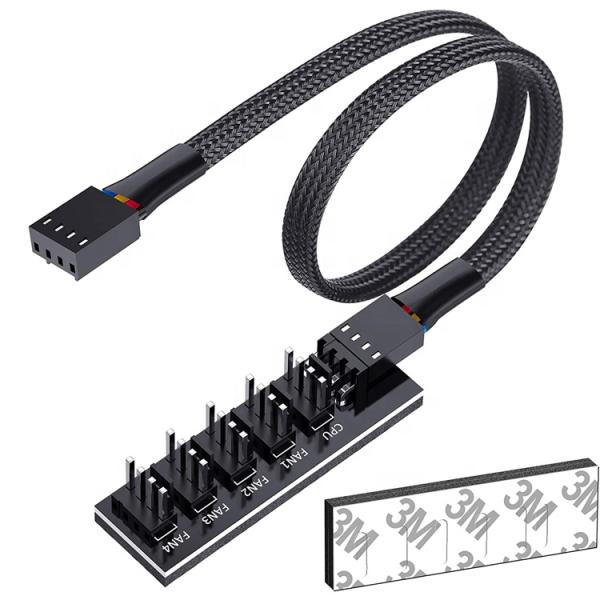 1 to 5 Ways 4 Pin Splitter PWM PC Fan Hub Power Supply Cable for ATX Computer Case 4 Pin and 3 Pin Cooling Fans