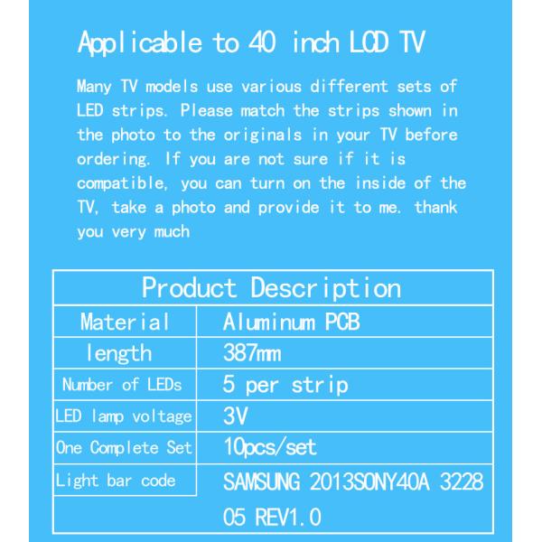 KDL-40W600B KDL-40RM10B SONY TV Backlight KDL-40R353B KDL-40R485A SAMSUNG 2013SONY40A