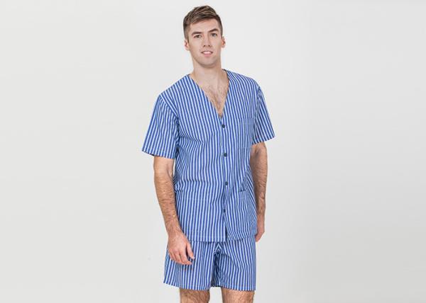 Comfy Mens Shorts Sleepwear V Neck , Anti Shrink Summer Mens T Shirt Pyjamas