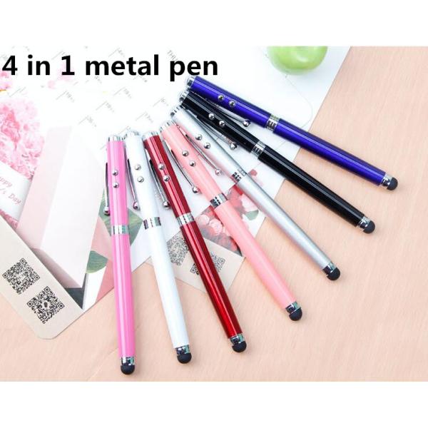4IN 1 LED Light metal pen ,Touch srceen phone metal pen ，laser light pen, metal ball pen