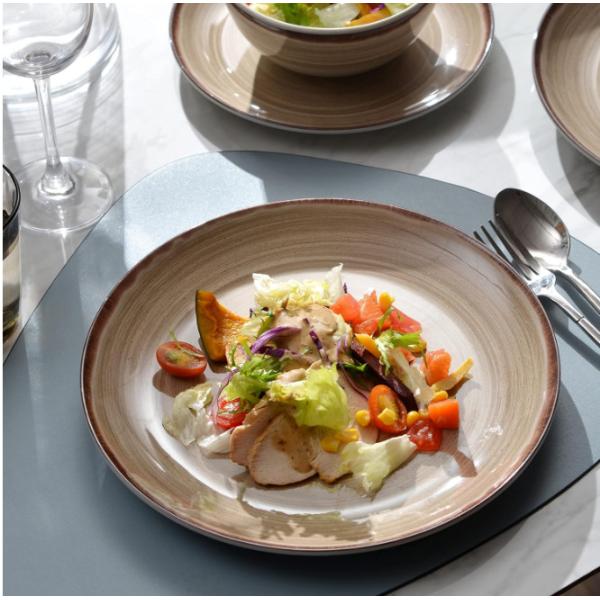 Brown Color Plates Melamine Set Chip Free Round