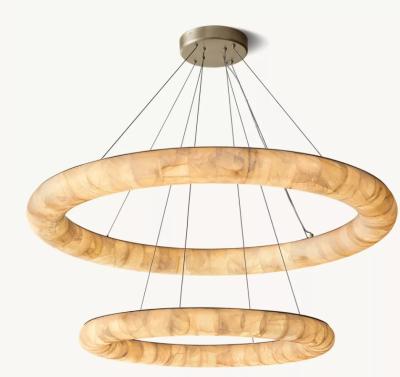 Rivage Lisse Two-Tiered Round Alabaster Chandelier 61 For Entry High Ceiling Chandelier