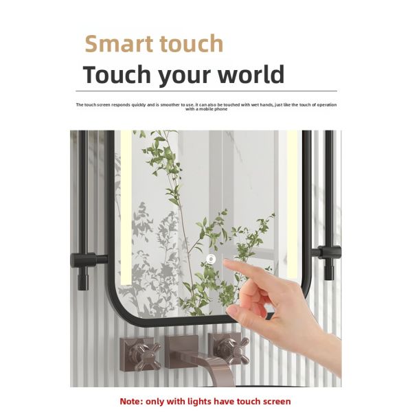 Modern European Intelligent Stainless Rectangle Frame Makeup Creative Hotel Apartment Washroom Hanging Floating IP44 Touch