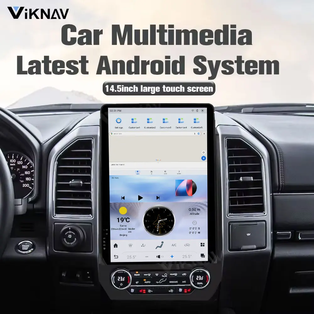 Viknav 14,5 дюймовое автомобильное радио для Ford Expedition 2015-2022 Сенсорный экран Android Авто стерео головный блок GPS-нагивация