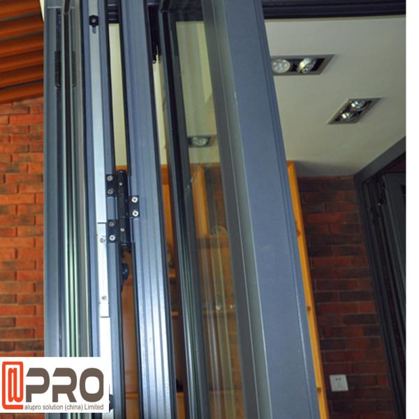 Durable Wood Grain Aluminum Bifold Windows With Nylon Fly Screen Customized Size folding balcony window australia fold