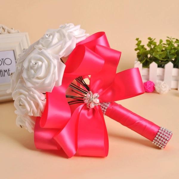 Wholesale Bride Hand Flowers bridal bouquet foam rose artificial flower bouquet for wedding