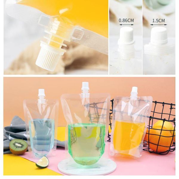 Transparent Spout Pouch Stand up Plastic Bag Bolsas Para Jugos Liquidos Beverage Pouch with Spout