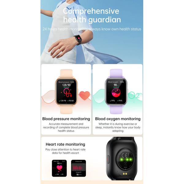 KT37S Mujeres Smart Watch 1.85 pulgadas con pantalla táctil completa SmartWatch