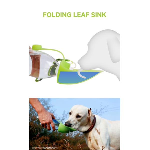 Botella portátil de agua de silicona a prueba de fugas para perros para pasear Dispensador de agua para perros