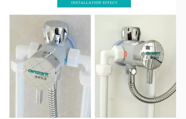 Chrome Small Thermostatic Shower Mixer Valve , Intelligent Thermostatic Control Valve