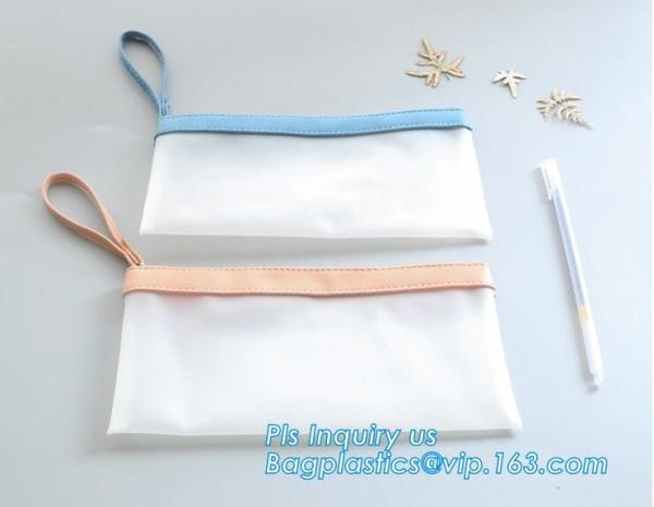 Eco Friendly Silicone Cylinder Zipper Bag, pu book band with elastic band, student pecil bag, Multi-Purpose Clip-On Zipp