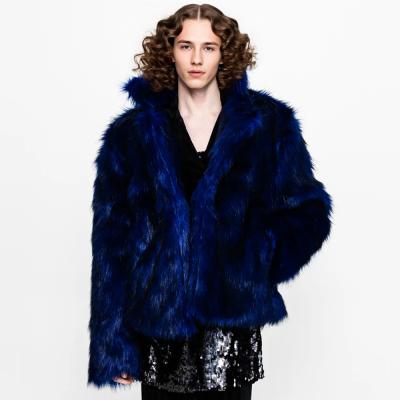 Unisex Luxury Fluffy Jacket Men's 55cm Fake Fur Jacket Warm