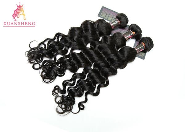 Double Drawn Loose Wave 100 Brazilian Human Hair Bundles / Weft Hair Extensions