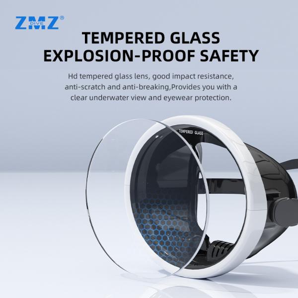 Steel Frame One Piece Oval Round Snorkel Mask Diving Spearfishing Goggles
