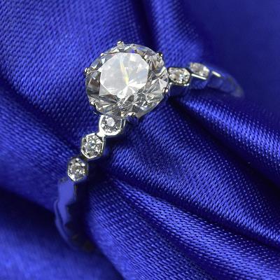 DEF Color Moissanite Jewelry , Forever One Moissanite Ring For Ladies RD0236