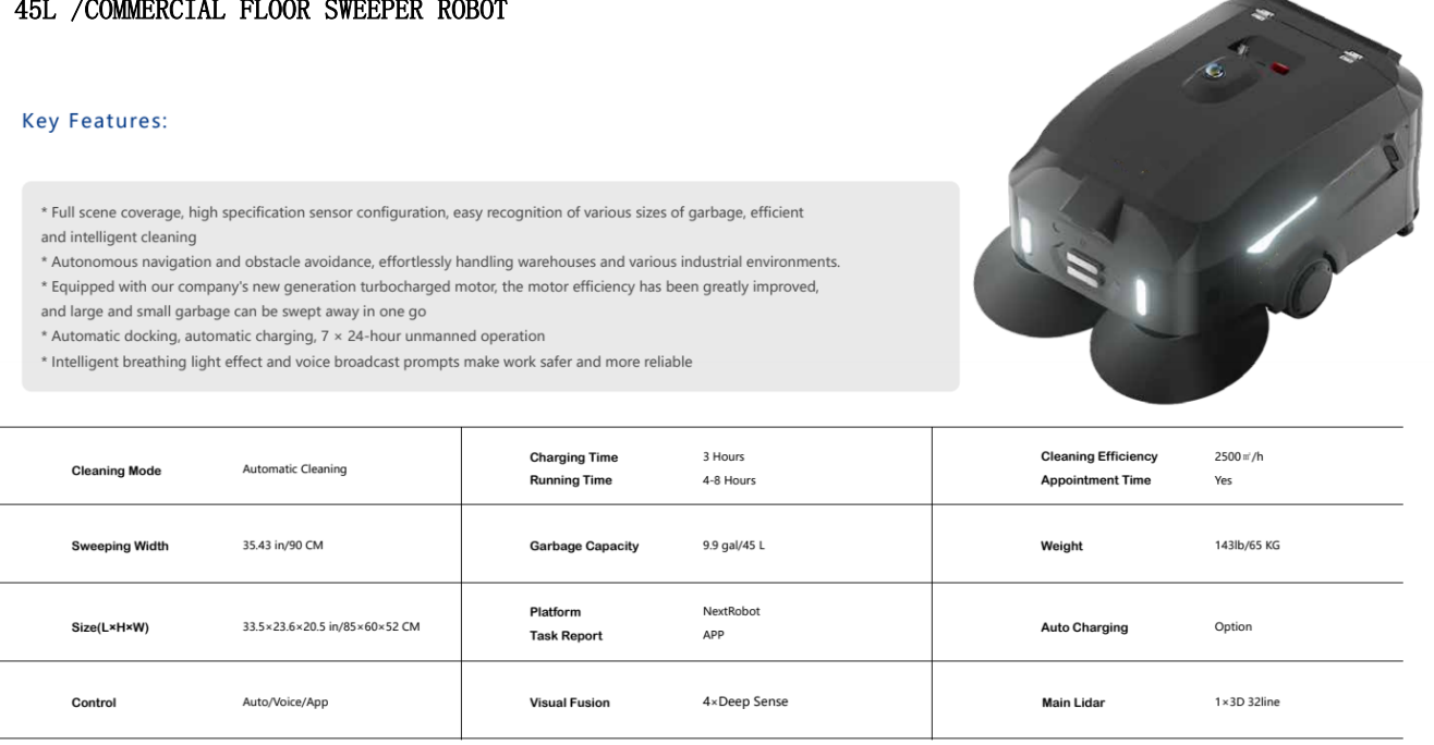 C9 commercial floor sweeper robot