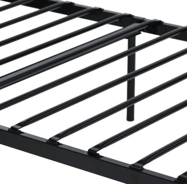 Black Adult Metal Double Bed Smooth Finish Edges Electrostatic Powder Coating
