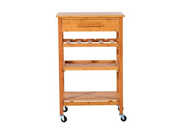 Wooden Kitchen Food Tray Trolley Cart with Wheels Prices Bamboo Home Furniture