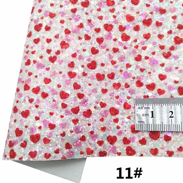 Printed Pink PU Polyurethane Leather Glitter Valentine'S Day Love Shape Gretel