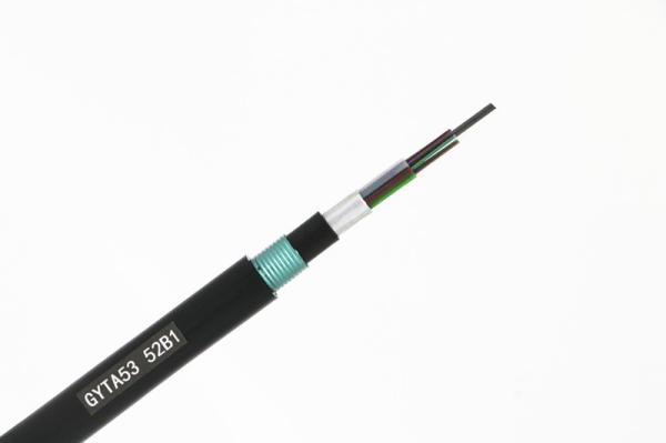 24 Core Outdoor Armored Single Mode Fiber Cable Over Head Black UV Polyethylene
