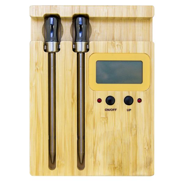 Numérique BLE Bluetooth sans fil à double aiguille Thermomètre à viande 50m APP Thermomètre de surveillance Smart Alarm Grill Thermomètre