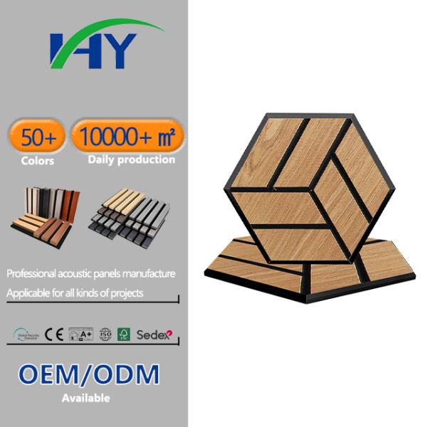 Aesthetic Hexagon Wood Slat Acoustic Panel for Office Space Renovation
