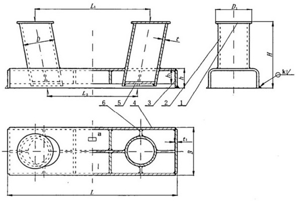 125–250mm Inclined Double Bitt Bollard | CB/T 169-2011 Type B Welded Mooring Bollard for Ship Deck