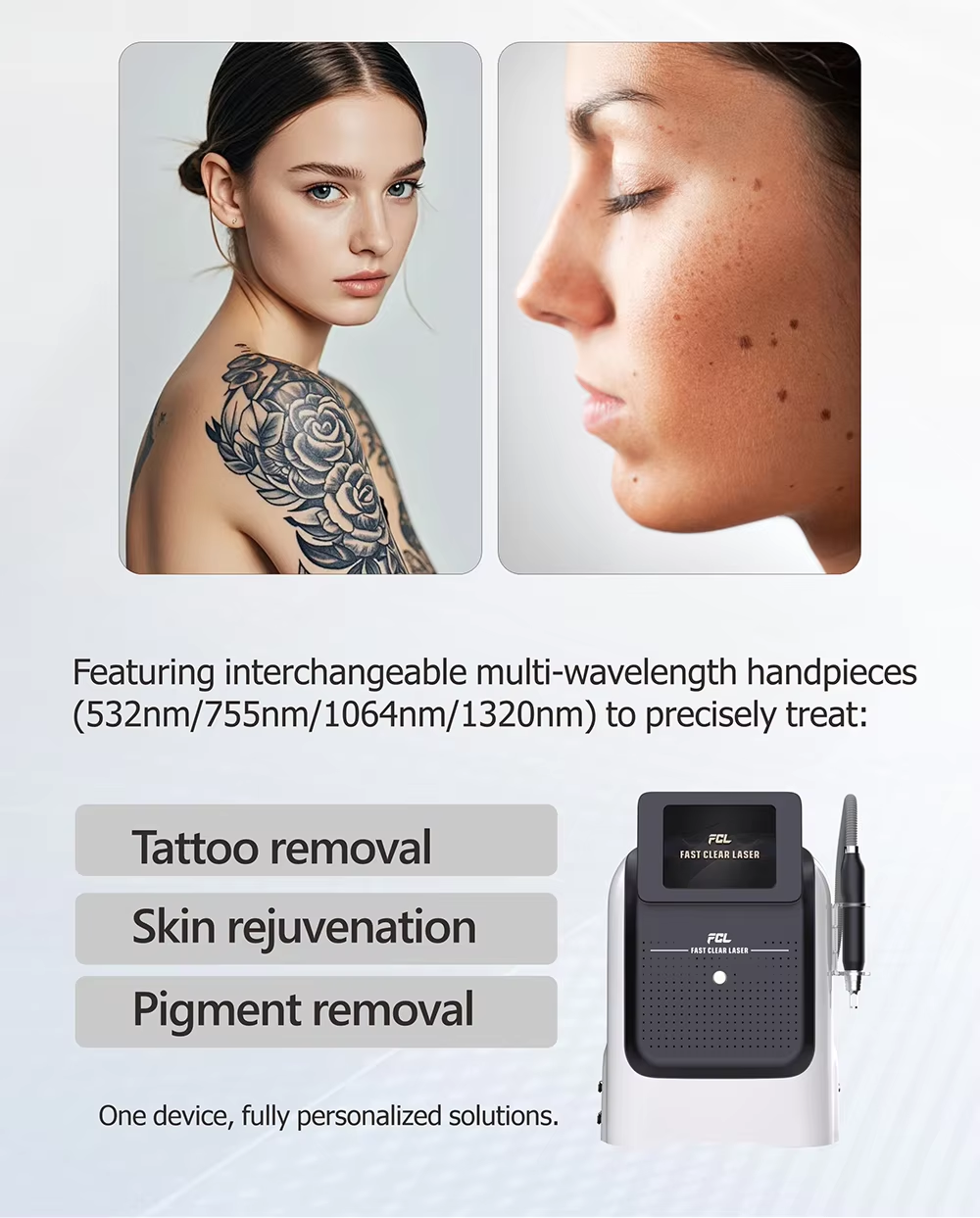 4 Wavelength Picosecond Laser Machine 1064nm 532nm 755nm 1320nm for Tattoo Removal