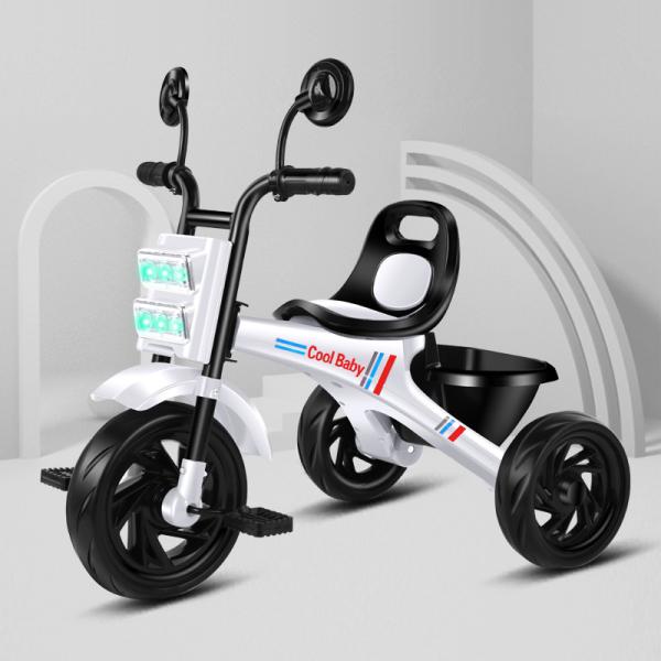 Красный детский трехколесный велосипед с подъемным тормозом 3 колеса с музыкой