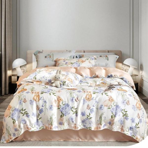Home Customize Printing Queen King Size Cotton Bedding Sets with Plant Flowers and Plants
