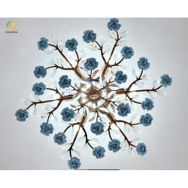 JYLIGHTING Ceiling Celebrity Rose Master Bedroom Warm and Romantic Wedding Room Girl Chandelier Living Room Crystal Ceiling Lamp