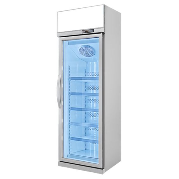Commercial Glass Door Display Freezer with R290 Refrigerant LED Lighting and Auto Spring Back Door