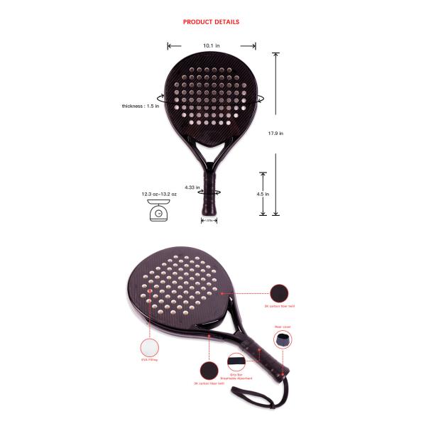 Beach Tennis Racket Personalized Tennis Paddle Racquets Lightweight Carbon Fiber