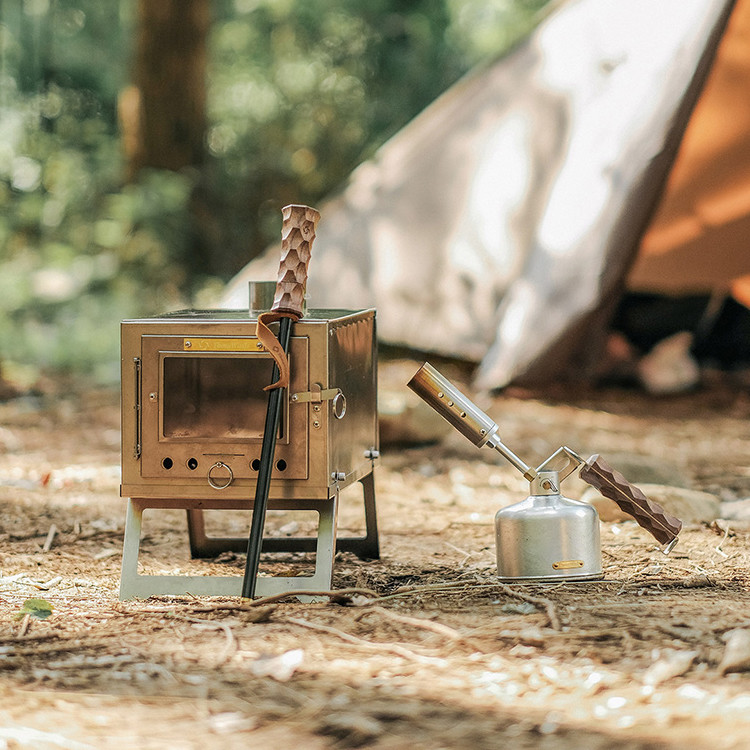 21*27.5*37.5 CM Mini Folding Ultralight Heating Stove for Outdoor Camping Hiking Black