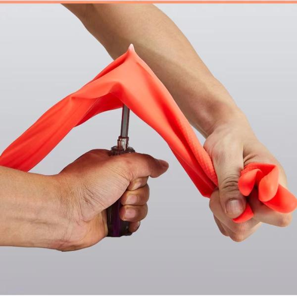 Household Flock Lined Latex Gloves 450mm Extra Long Dishwashing Gloves