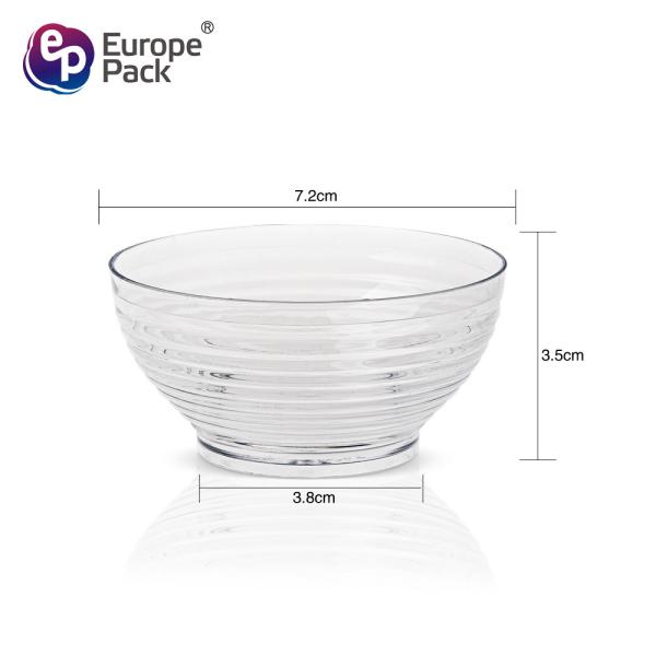 Food grade high quality 90ml stripe design clear coconut bowl